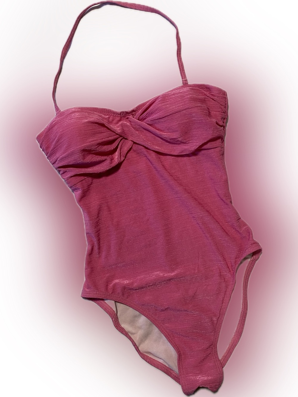 Twist-Front One-Piece Swimsuit in Berry Pink
